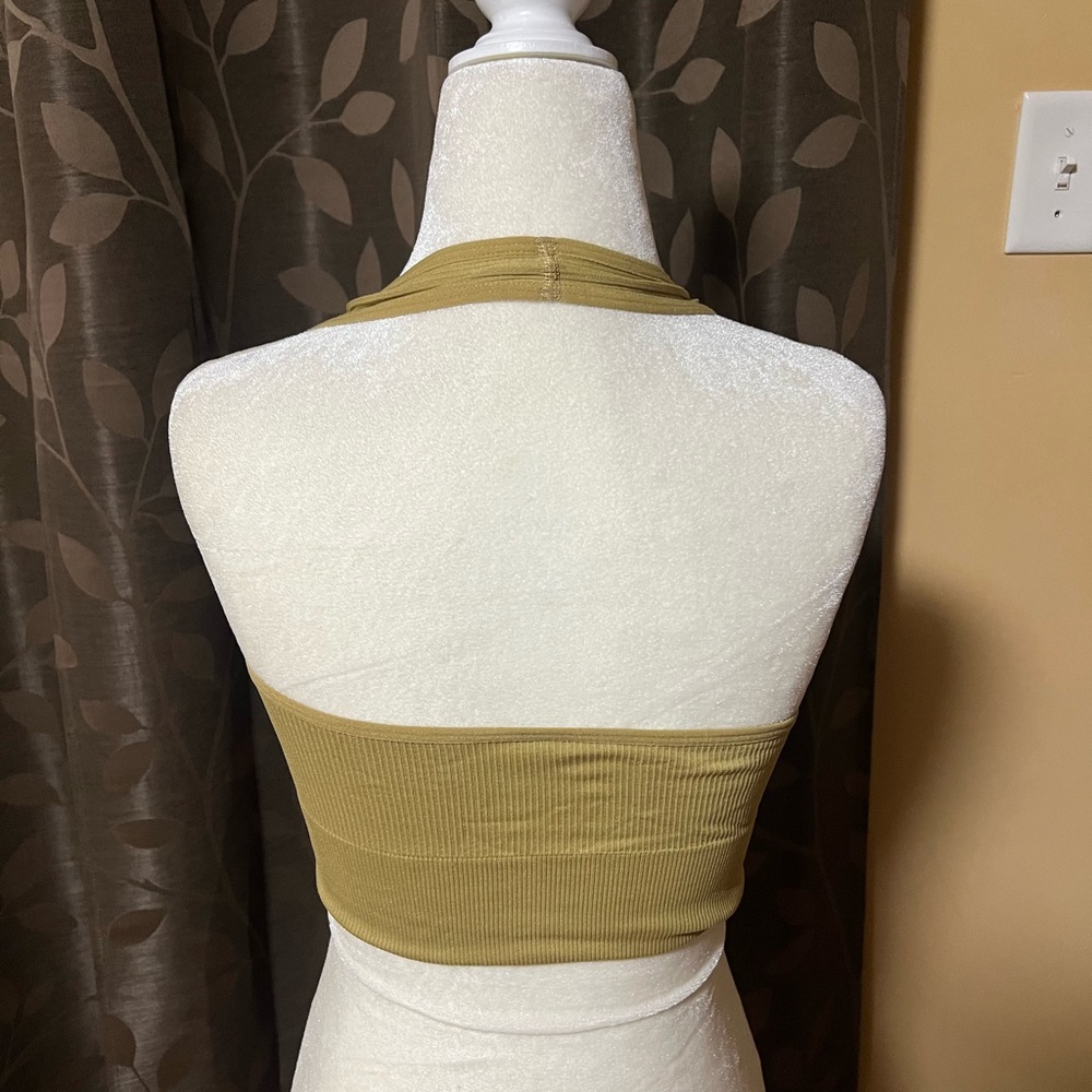 Mustard Yellow Ribbed Crop Top - Picture 3 of 3